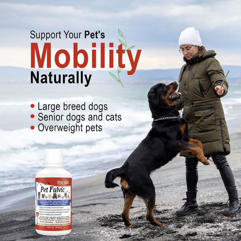 Vital Earth Minerals Pet Fulvic – 70+ Trace Minerals for Pet Health, Joint Supplement, Allergy Relief for Cats, Dogs & Farm Animals, 16 Oz 16 Fl Oz (Pack of 1)