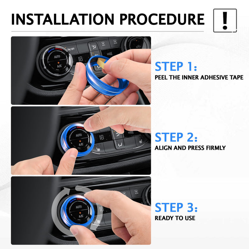 for 2024-2026 Buick Envista & Encore GX Accessories (Not fit Avenir Trim) - 5PCS Aluminum Alloy Knob Cover Trim Kit (Blue), Anti-Slip Design, Interior Upgrade & Knob Protection Dark-Blue