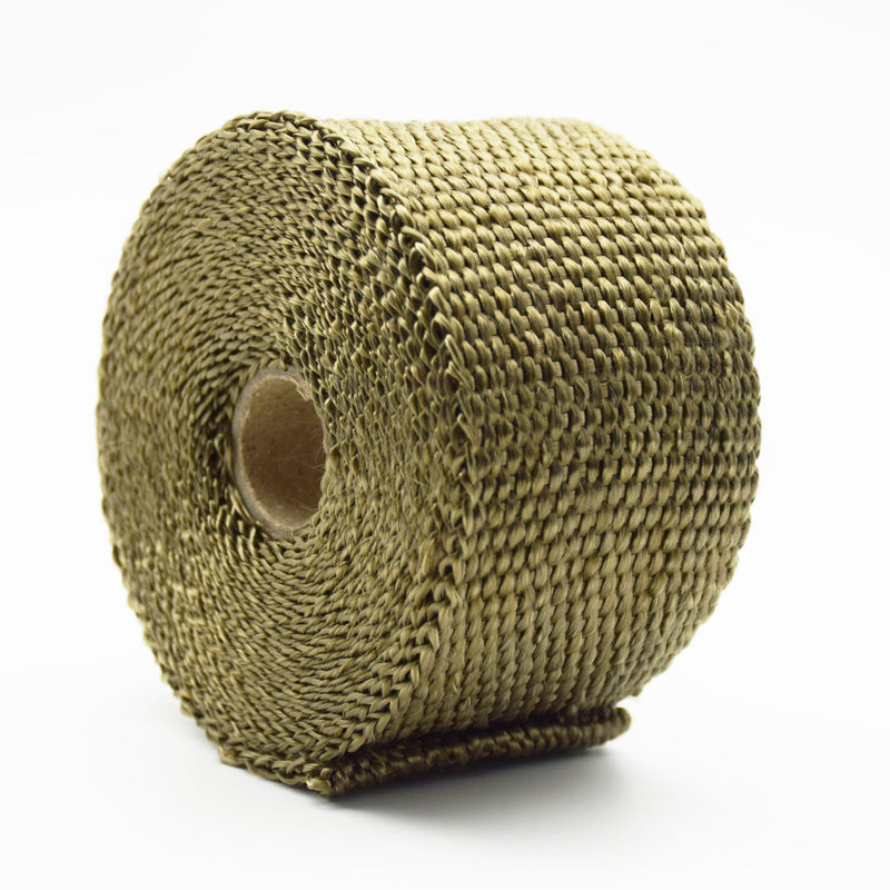 DOBTIM Fireproof Pipe Wrap Insulation 2" Wide X 16' Long, Fiberglass Heat Shield Tape Pipe Webbing for Stove Flue Protector with 2 Clamps, Titanium Titanium-16Ft