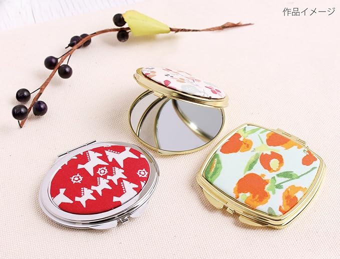 NBK KE276-G Compact Mirror, Square, Gold, W2.6 x H2.8 inches (6.6 x 7.2 cm), 1 Piece - NewNest Australia