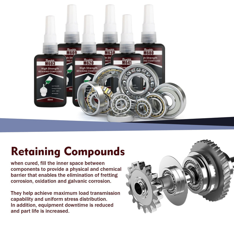 M641 Retaining Compound Medium Strength for Ease of Disassembly, Yellow Low Viscosity Gap Sealants 50ml for Sealing The Cylindrical Components and Anti-Rust(M641) M641