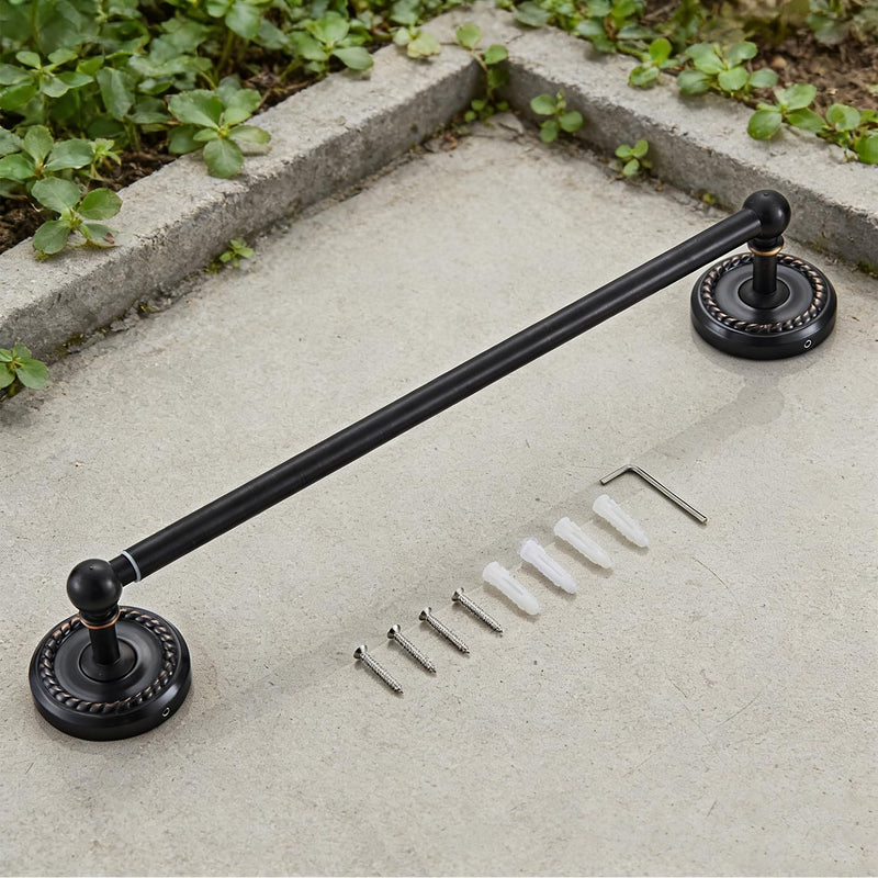 Towel Racks for Bathroom, NEWRAIN Adjustable Retractable 15-27 Inches Brass Towel Bar, Oil Rubbed Bronze Wall Mounted Towel Holder, Towel Rod for Kitchen Ring
