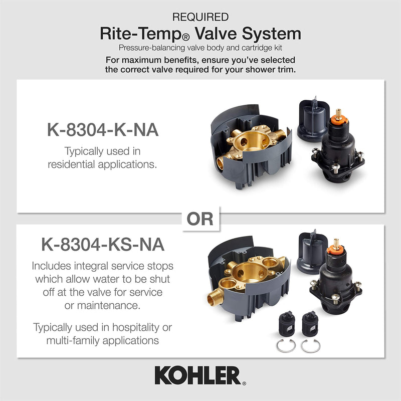 Kohler Pitch Rite-Temp bath and shower trim set, less showerhead Vibrant Brushed Nickel