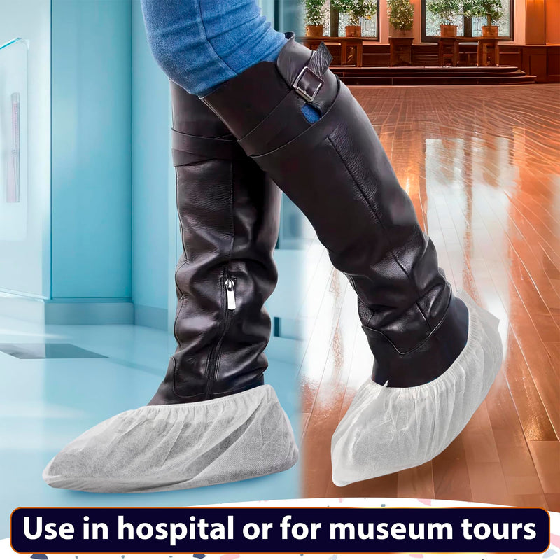 100Pcs Shoe Protector Disposable Shoe Covers for Indoors - Non Slip Shoe Covers Shoe Booties Protectors for Outdoor Shoe Covers - 50Pairs White Shoe Booties Disposable for Walking Boot 50Pairs Disposable White Shoe Covers