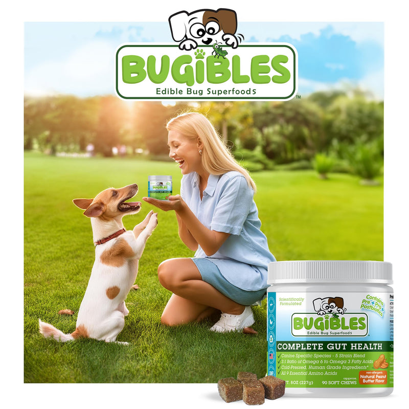 Probiotics for Dogs with Cricket Powder - Dog Probiotic Chews for Complete Gut Health (Pre, Pro & Post Biotics) - All-Natural Ingredients for Dogs Digestive Health, Allergy and Immune Support