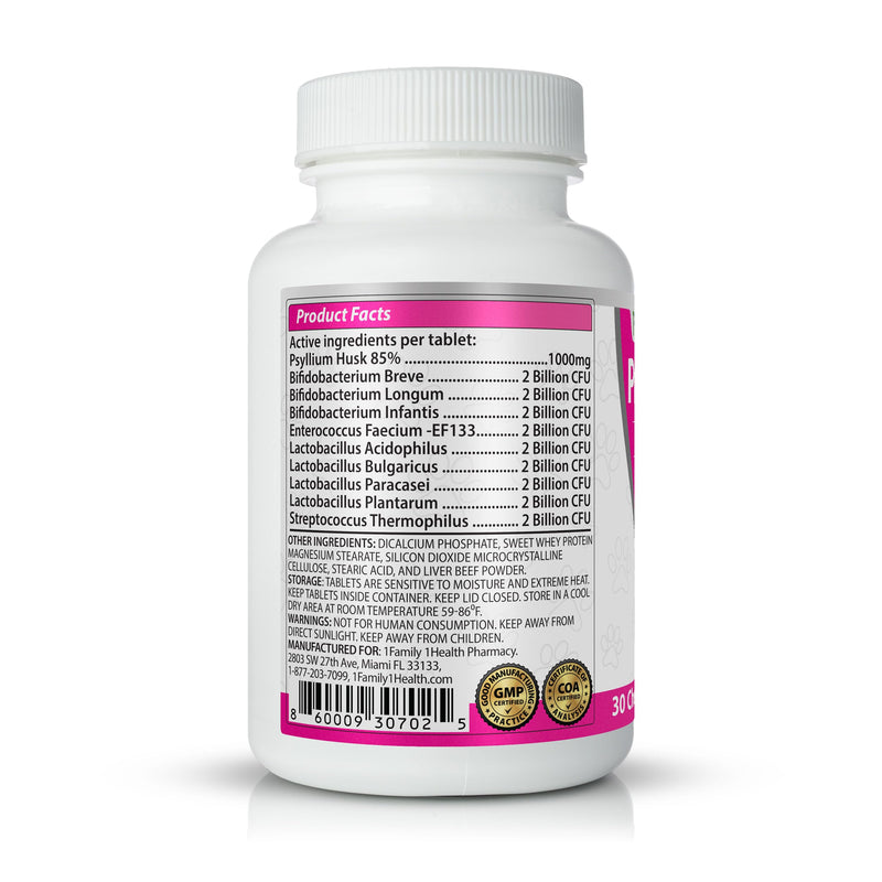 Probiotic for Dogs, 18 Billion CFUs +1 Gram of Fiber - 9 Native Gut Strains, Probiotic and Prebiotic Veterinary Supplement, Chew Tablets for Diarrhea, Gut Health and Immune Health.