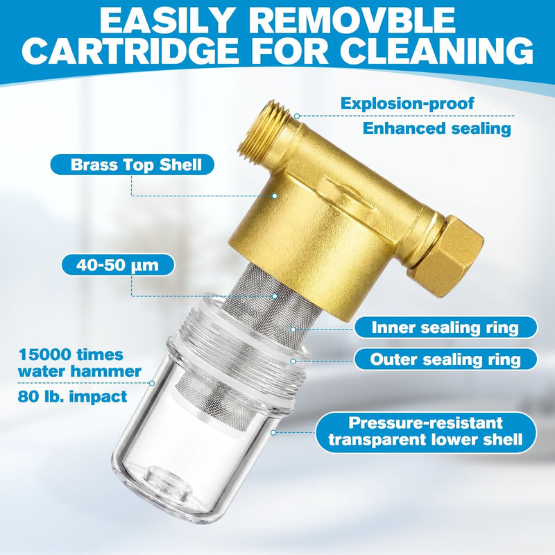 Gerrii 1 Pack Brass Washing Machine Water Filter Reusable, Gold