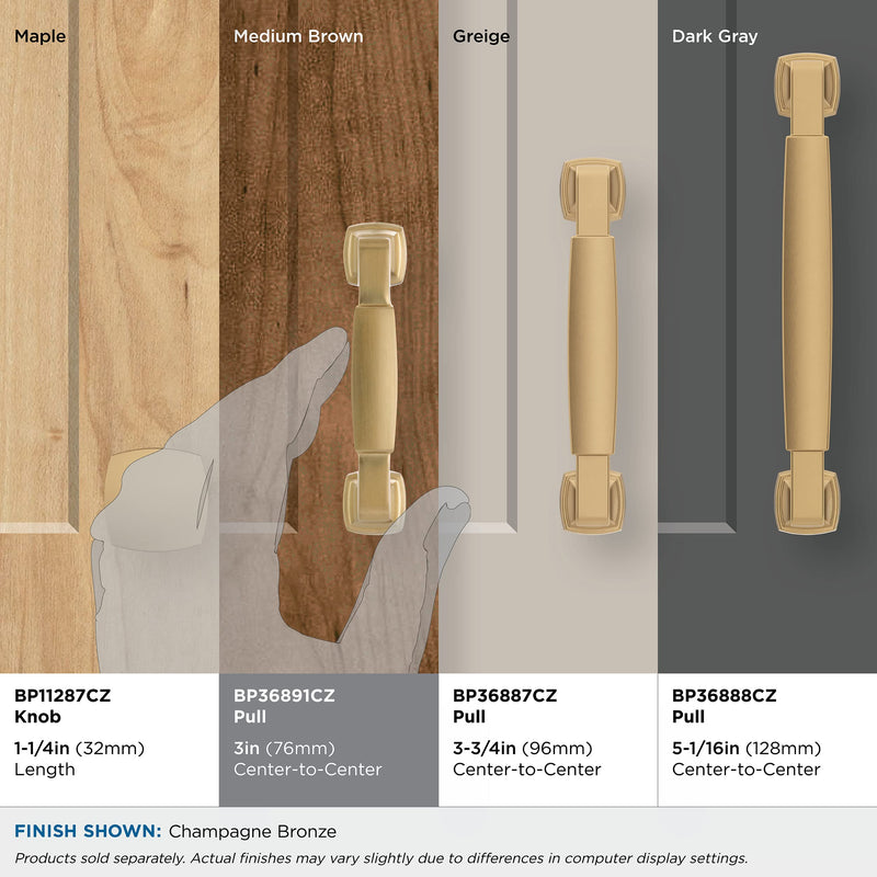 Amerock | Cabinet Pull | Champagne Bronze | 3 inch (76 mm) Center to Center | Stature | 2 Pack | Drawer Pull | Drawer Handle | Cabinet Hardware 3 inch (76mm) Center-to-Center (Pack of 2)