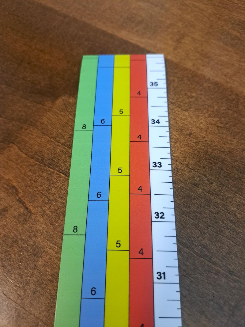 Magnetic Sawmill Scale 36" - 4/4, 5/4, 6/4, 8/4 - Bottom Up - Removable Ruler for Mills with Fixed Ruler