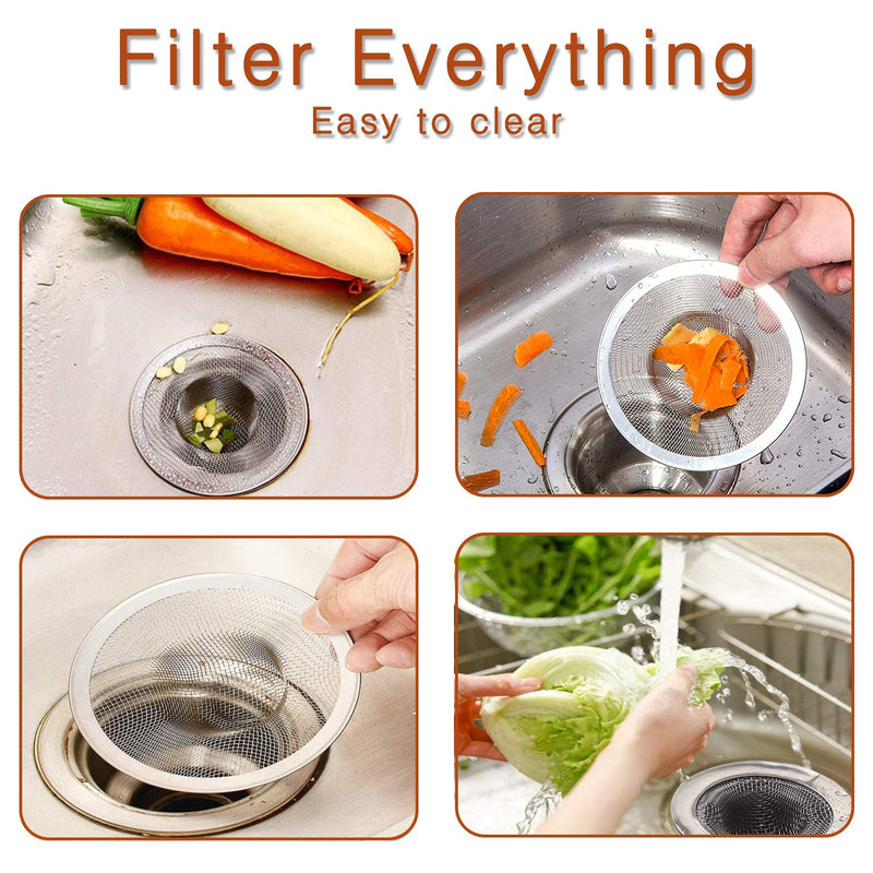 2pcs Heavy Duty Stainless Steel Slop Basket Filter Trap, 2.75" Top / 1" Mesh Metal Sink Strainer, Perfect for Kitchen Sink/Bathroom Bathtub Wash Basin Floor Drain Balcony Drain Hole, Utility… 2.75"