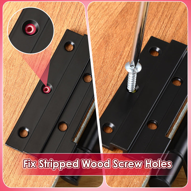 Wood Anchor, Stripped Screw Hole Repair Kit for Wood, Door, Fixing Stripped Screw Holes, Fits Wood Screws Sizes #2 to #16, Screw Holes from Stripped to Gripped, Red (10) 10