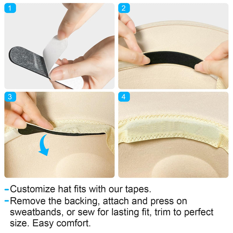 45pcs Hat Size Reducer, Hat Sizer Reducer Insert, Make Smaller Sweatband, Self Adhesive Resizer Foam Tape for Hat Cap, Black and White