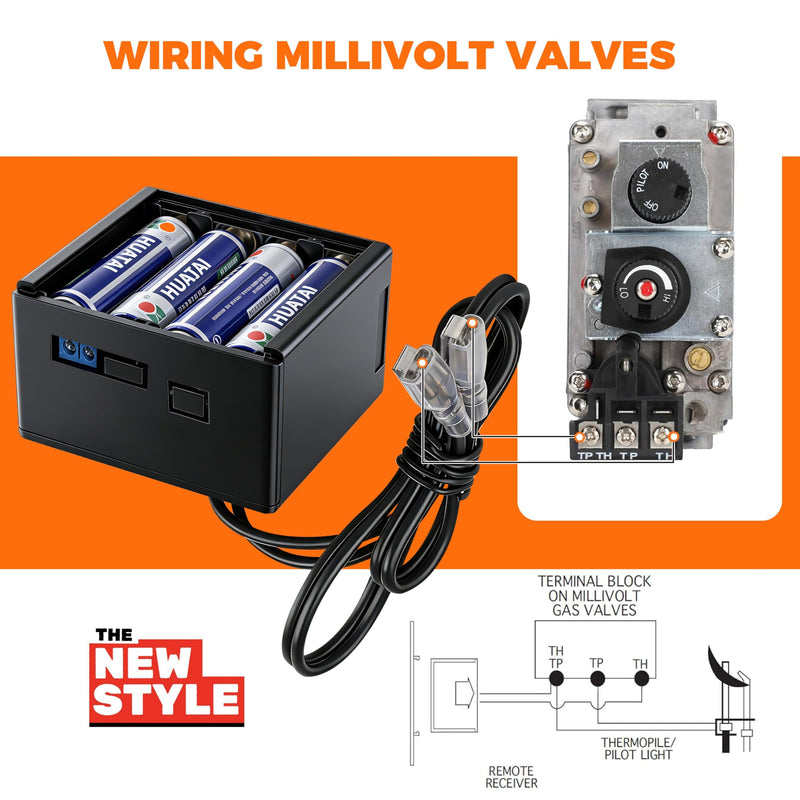 Gas Fireplace Remote Control Kit,Thermostat, On/Off Remote Control, Countdown Timer,LCD Screen,for Millivolt Valve System, Replace for skytech 1420-A,1420TH-A,1001-A,1001TH-A, Acumen RCK,and More