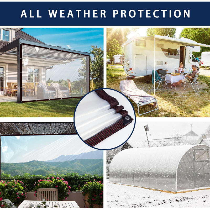 Tarp Waterproof - Clear Heavy Duty Tarps with Grommets, Large (Small) Outdoor Transparent Cover for Camping/Patios/Enclosure Chicken Coop Garden Plants Anti-Tear Plastic Tarpaulins 5x7 ft