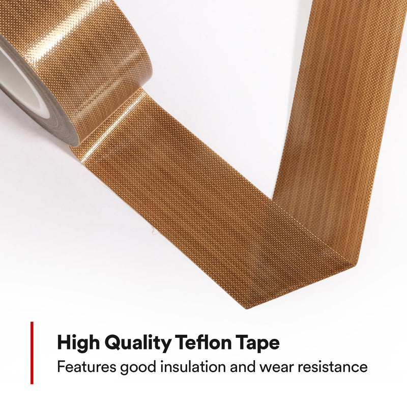 NEZUIBAN Teflon Tape, 1" x 33ft x 0.18mm High Temperature PTFE Coated Fiberglass Adhesive Tape 1 inch x 33 Feet