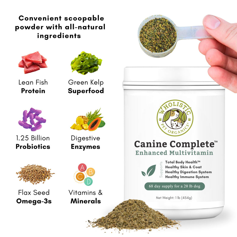 Wholistic Pet Organics Canine Complete & Dog Probiotics Powder - Dog Multivitamins with Prebiotics and Probiotics for Immune System, Digestive Health & Overall Health Support - Promote Daily Wellness