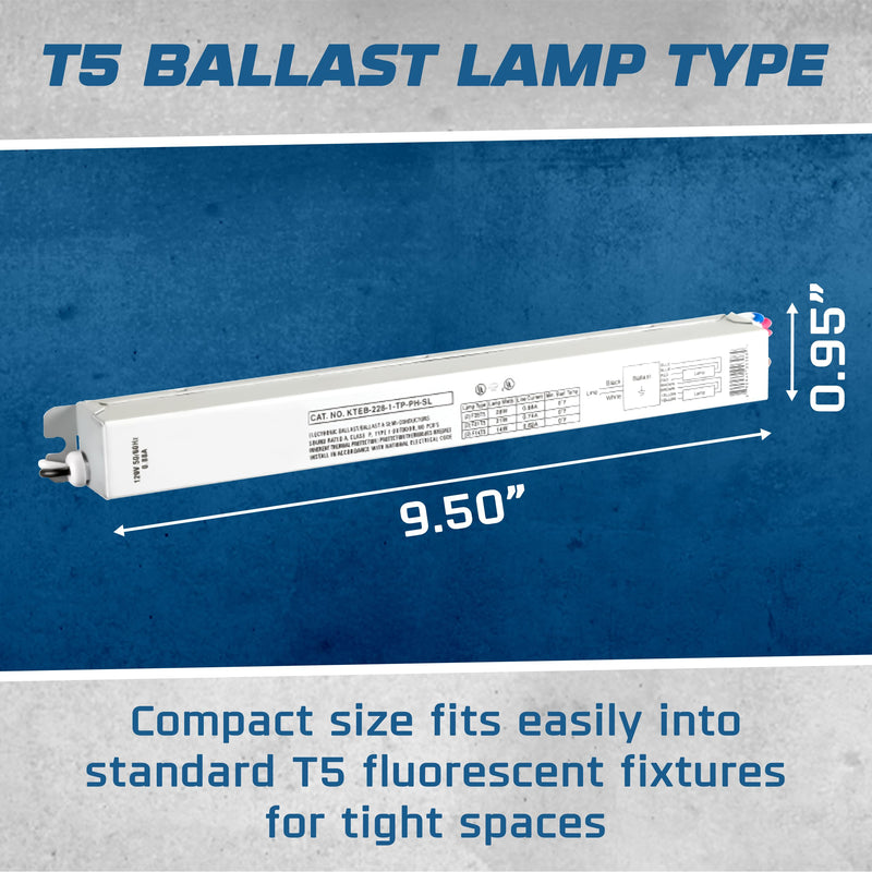 OHLECTRIC Replacement for Keystone KTEB-228-1-TP-PH-SL/B Electronic 2 Lamps T5 Ballast | 120V with Normal Power Factor | Preheat Start | RoHS Compliant | 9 Inch Case for Versatile Applications 1