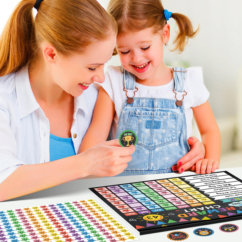 Reward Chart for Kids,Magnetic Behavior Chore Chart for Kids at Home,26 Black Chore Charts,1960 Star Stickers,56 Reward Stickers,Incentive Chore Chart to Develop Responsibility and Good Habits Black Banner