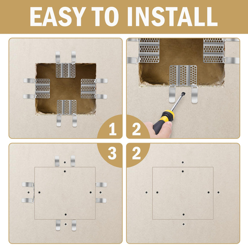 moonoom 32 Pack Drywall Repair Clips, 1/2 inch Drywall Fastener Clip with 64 Screws, Stainless Steel Wall Patch Clips for Damaged Walls Repairing 32 Pcs