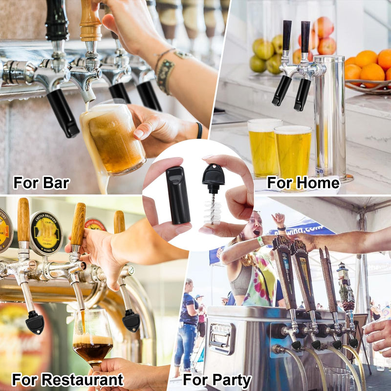 Beer Faucet Cap & Plug Covers 15 Pack Beer Tap Cap Plug Brush, Draft Beer Faucet Rubber Soother Sanitary Covers, Cleaning Brush Cleaning Tap Kit for Kegerator Draft Beer Faucet (6+6+3)