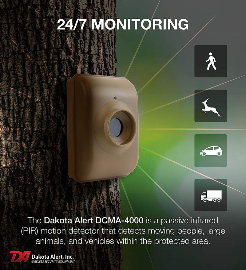 Dakota Alert Long Range Wireless Driveway Motion Detector - DCMA-4000 One Mile Alarm System - Passive Infrared Driveway Alarm Transmitter & Receiver - Outdoor Motion Sensor & Alarms