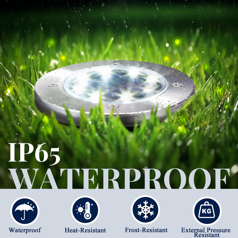 SOLPEX Solar Lights Outdoor Waterproof, 12 Pack Solar Ground Lights, Solar Garden Lights Landscape Lighting for Pathway Driveway Patio Backyard Walkway (Cool White) Cool White