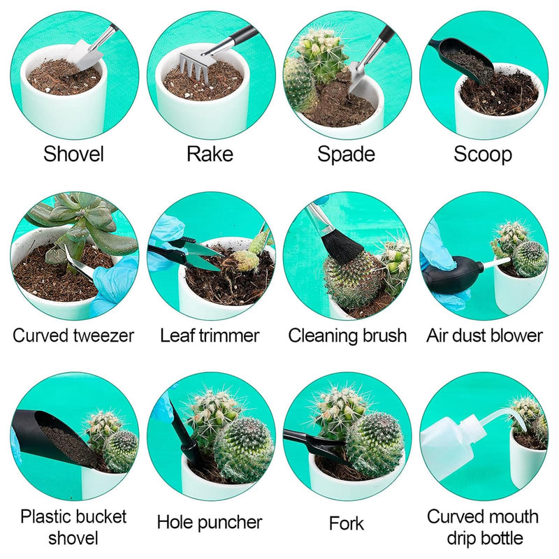 20 pcs Succulent Tool Set - 39.4" Indoor Plant Repotting Mat and 19 Pcs Mini Succulent Hand Tools, Garden Flower Plants Transplanting Supplies for Christmas Holiday Gardening Gifts Outdoor, Green