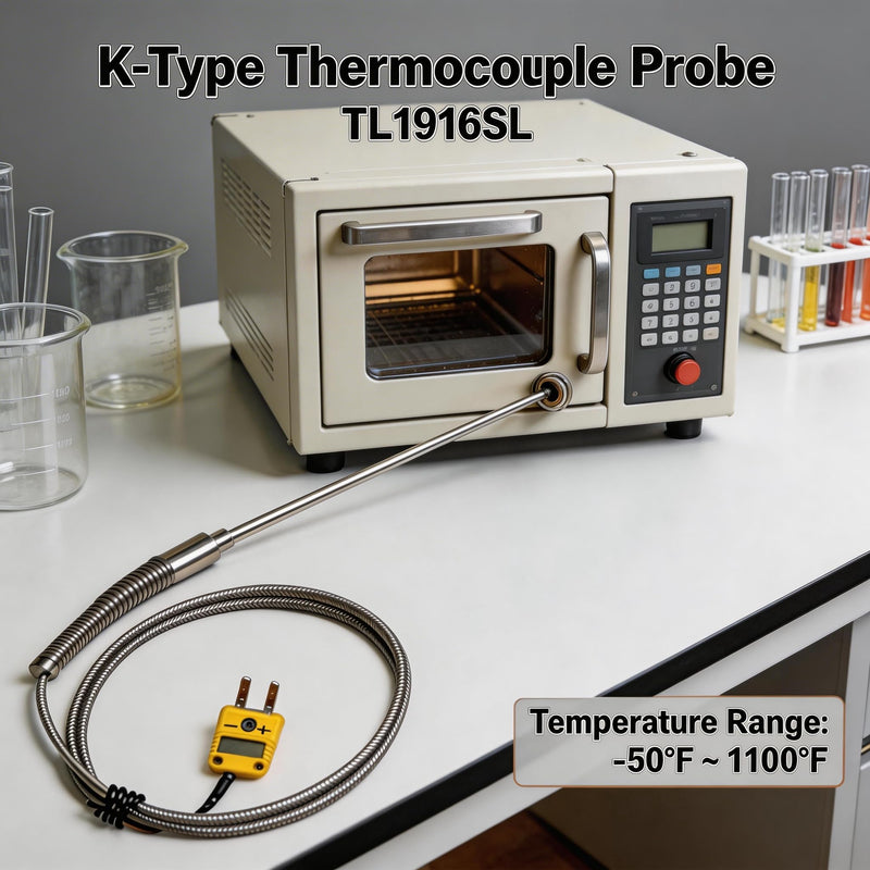 K-Type Thermocouple Probe TL1916SL -50°F~1100°F Range Ultra-Thin 0.06in x 40in Long High Temp Sensor for Furnace Lab, Automotive Cooking