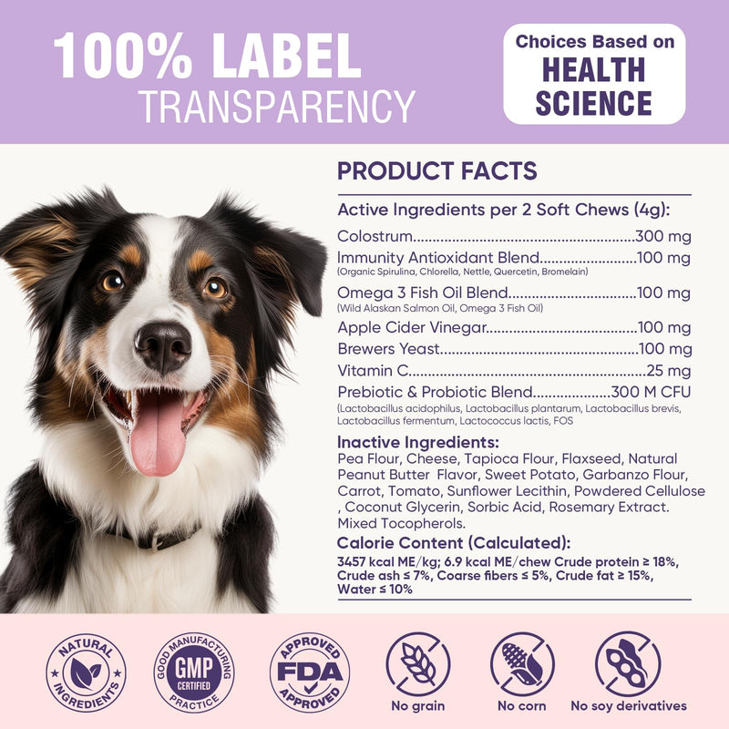 Dog Allergy Chews 200ct - Dog Allergy Itching Skin Relief Immune Support Anti Itch Probiotics for Yeast, Itchy Skin and Itchy Ears, Vitamins for Seasonal Allergies Itchy Skin Gut Health,Peanut Butter
