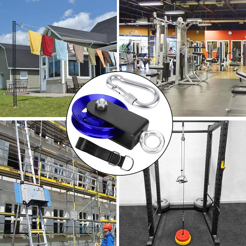 Heavy Duty Lightweight Aluminum Cable Pulleys with Hanging Strap Kit,Snatch Block Pulley Wheel for Home Gyms LAT Pulley System DIY Attachment Home Accessories(Blue) Blue 1 Pack