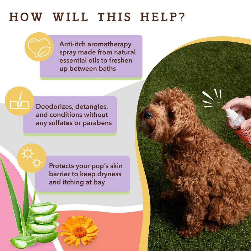 Natural Dog Company Soothing Itchy Dog Shampoo and Dog Spray Deodorizer Perfume, Includes (1) Soothing Itchy Dog Shampoo 12 Oz, (1) Itchy Dog Dog deodorizing Spray 8 Oz - PawsPlanet Australia