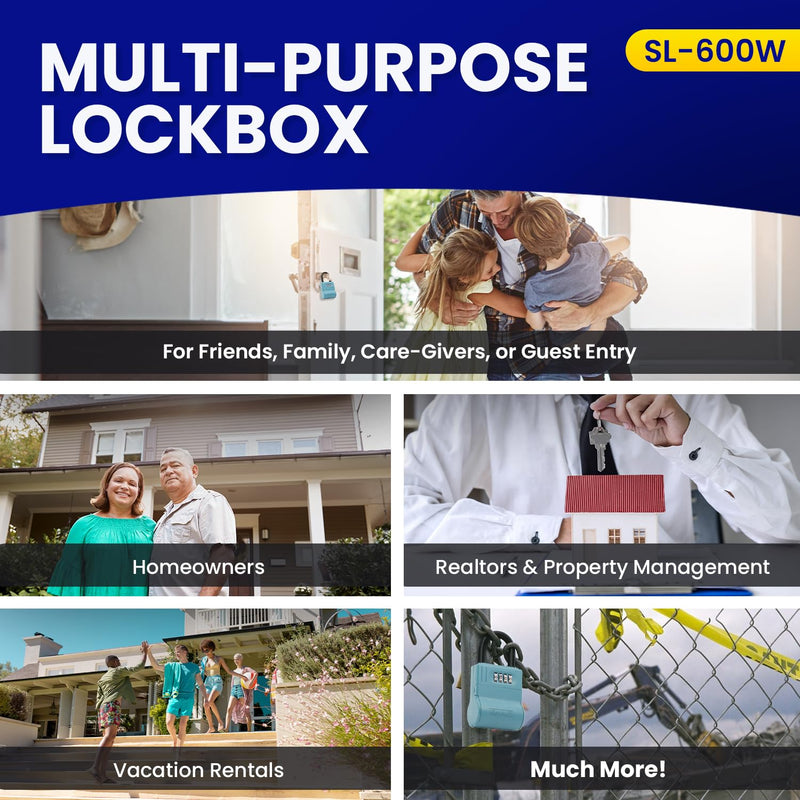 ShurLok SL-600W Numbered Key Storage Combination Lock Box, Blue Numbered/Front Door