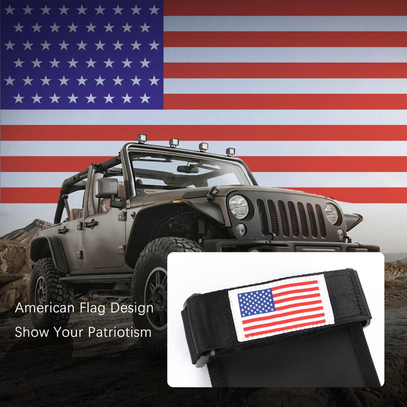 Roll Bar Car Fire Extinguisher Mount with American Flag,Fire Extinguisher Holder with Adjustable Straps for Fixing,Universal Car Accessories Fire Extinguisher Mount for Vehicle