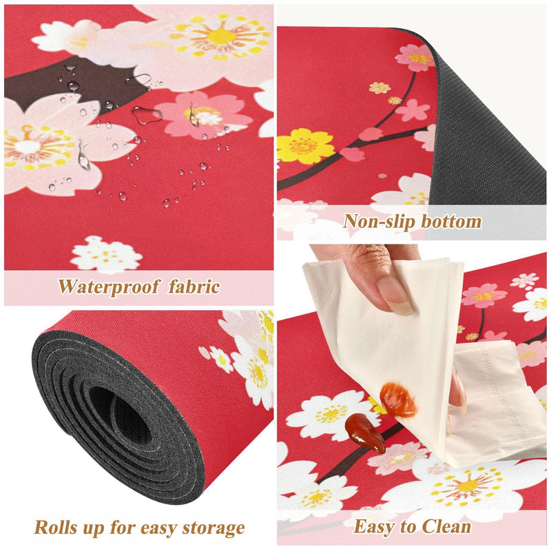 ALAZA Japaneses Sakura Tree Cherry Bloom Trivet Table Runner 40 Inches Long Trivet for Hot Pots and Pans/Hot Dishes,Table Protector Heat Up to 230F, Decorative Hot Plates Mat for Kitchen Countertop