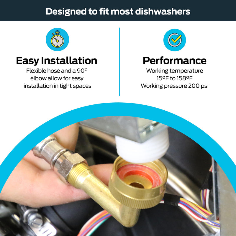 Eastman Dishwasher Installation Kit, 5 Foot Supply Line with 3/8 Inch Compression Ends, 3/8 Inch MIP Elbow and 3/4 Inch FHT Elbow, Braided Stainless Steel Dishwasher Connectors, 41041 5 Ft.