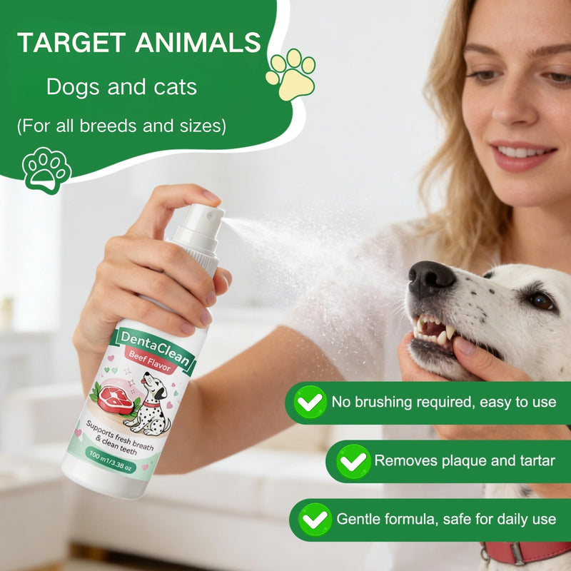 Dentaclean Spray for Dogs and Cats, Eliminate Bad Breath, Minimize Tartar Buildup, Supports Gums Oral Health, Dental Spray with Probiotics, Calendula Extract, Fresh Breath, No Brushing(100ml)