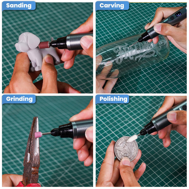 HARDELL Mini Cordless Rotary Tool Kit with 35 Accessories, Brushless Motor, 38000 RPM, 6-Speed Digital Display, for Polishing, Sanding, Engraving, Drilling, 3D Printer, DIY Crafts (Silver)