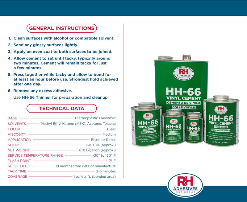 HH-66 Vinyl Cement, 4 oz. can - RH Adhesives