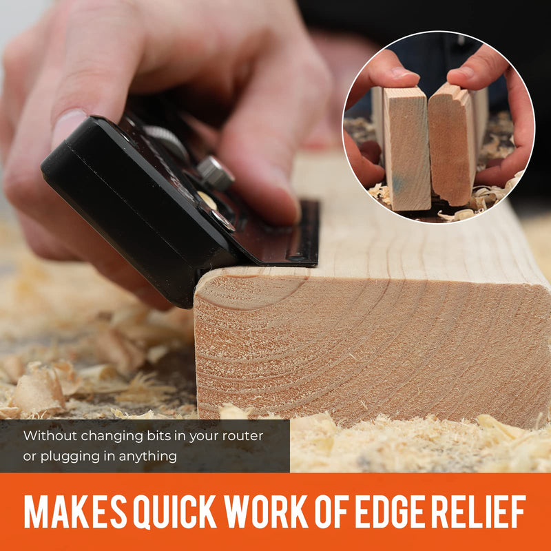 Saker Chamfer Plane-Woodworking Edge Corner Flattening Tool with Auxiliary Locator,Hand Chamfering Planer Suitable for Quick Edge Trimming of Wood (Combination upgrade-6 Cutter Heads, Black) Combination upgrade-6 Cutter Heads
