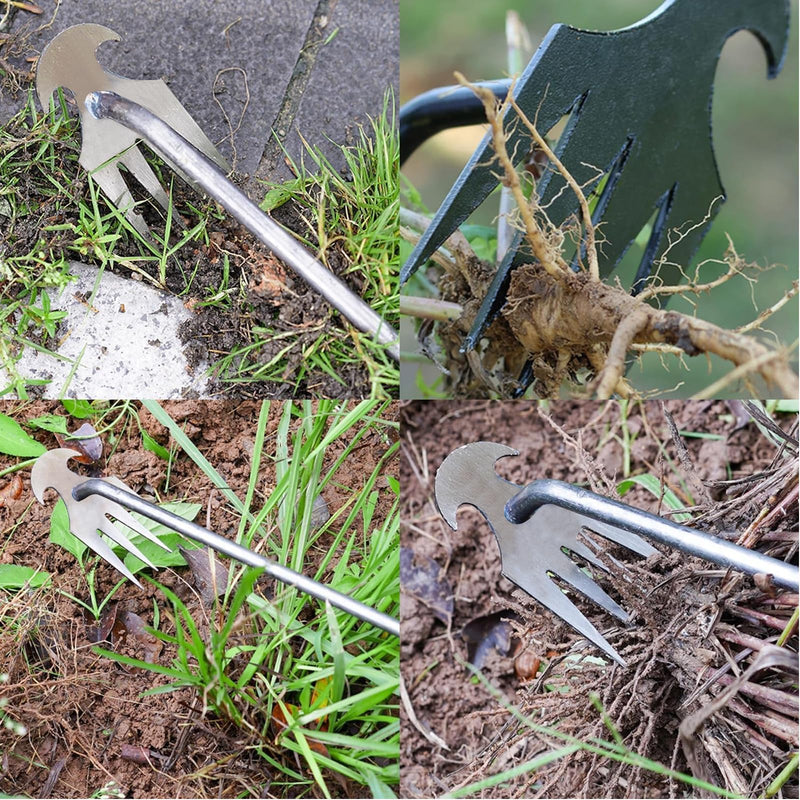 Weed Puller Tool,Portable Garden Weeder Tool,2024 New Manganese Steel Weeding Tools,For Hand Weeder Puller for Vegetable Gardening Backyard Farm Planting & Uprooting Weeding Tool (Rubber Handle) Rubber Handle