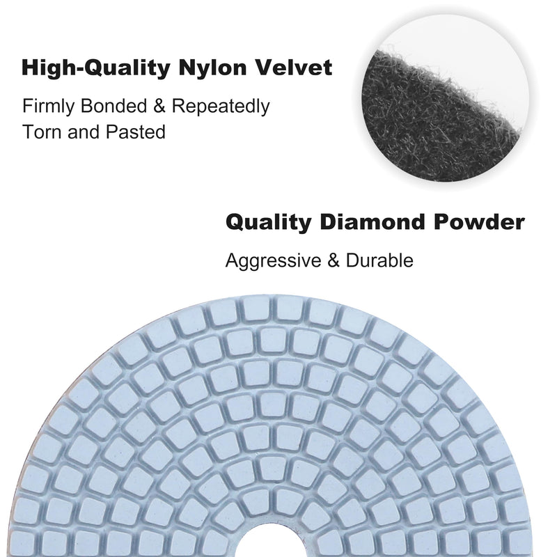11 PCS 4 Inch Diamond Polishing Pads Kit Wet/Dry 50-10000 Grit for Concrete,Stone Edge,Granite,Tile,Marble,Rock,Countertop,Quartz,for Drill Grinder Polisher