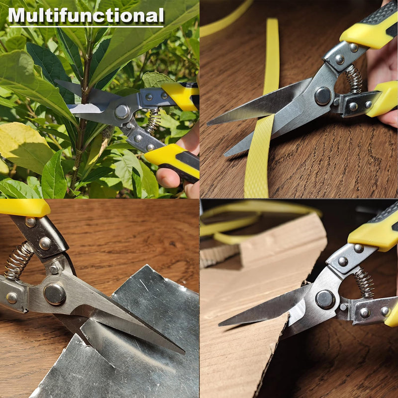 Aviation Tin Snips 8.7 Inch Heavy Duty Industry Scissors Straight Metal Cutter with Comfort Grip and Stainless Steel Blades Multifunction Cutting 8.7in Straight-Blades