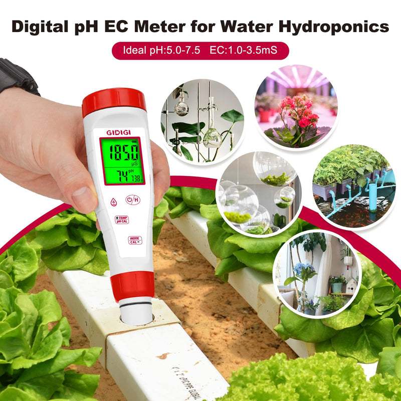 pH Tester,Digital pH Meter for Water,New Version TDS Meter for Drinking Water with Backlit Simultaneously Display 4 in 1 TDS pH EC Meter for Water Hydroponic Nutrient Solution,Pool,Home Use 4 in 1 pH Meter
