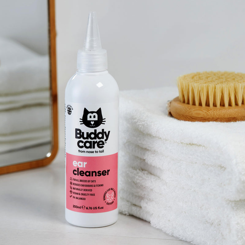 Cat Ear Cleanser by Buddycare | 200ml | Soothing Ear Cleaning Solution for Cats | Naturally Derived Ingredients With Aloe Vera 6.76 Fl Oz (Pack of 1) - PawsPlanet Australia