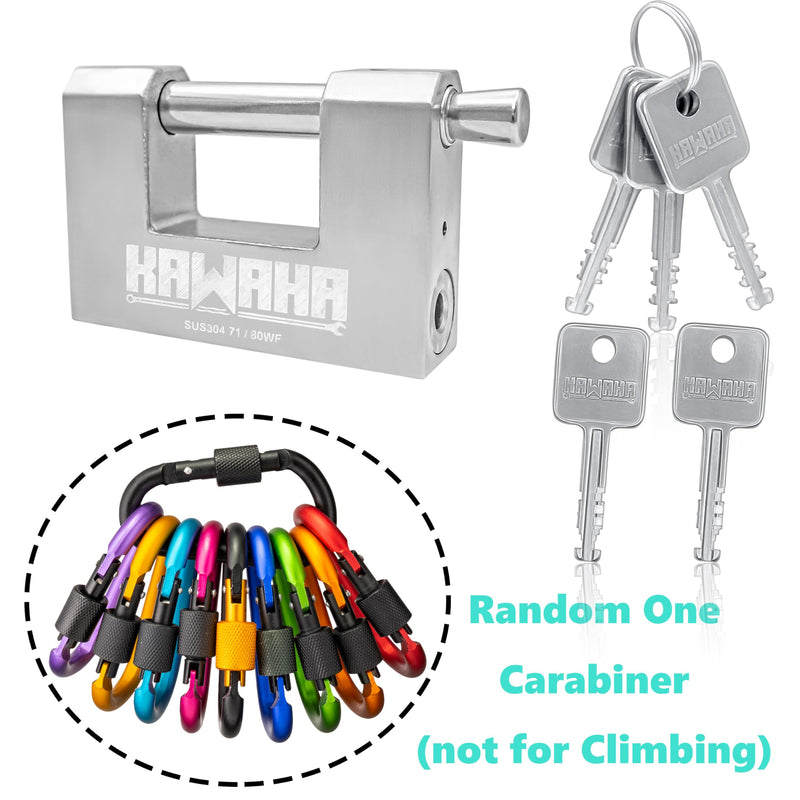 71/80KD-5SK Stainless Steel D-Shaped Heavy Duty Padlock with Key for Garage Door, Containers, Shed and Warehouse (3-1/8 inch, Keyed Different - 5 Stainless Steel Keys) 3-1/8 Inch Keyed Different - 5 Keys