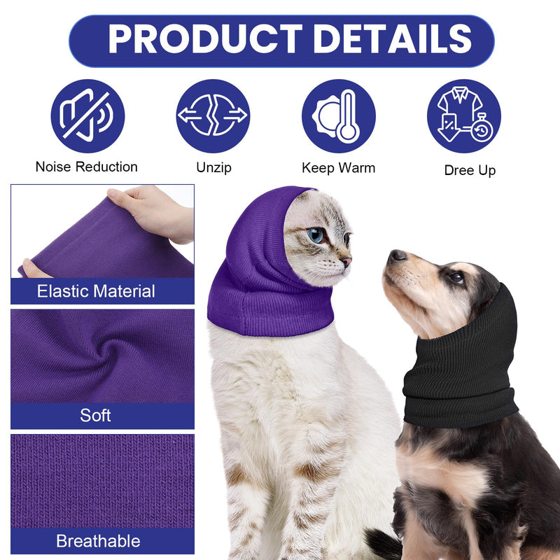 CIATBYYJ 4 Pcs 3 Size Dog Ear Muffs, Stretchy Hoodie for Dog, Non-Noise Dogs Ear Muffs, Cute Dogs Ears Covers for Neck Warmer Bath Grooming Drying Noise Protection(Small/Medium/Large) Pink+Gray+Blue+Purple 2 Small+Medium+Large