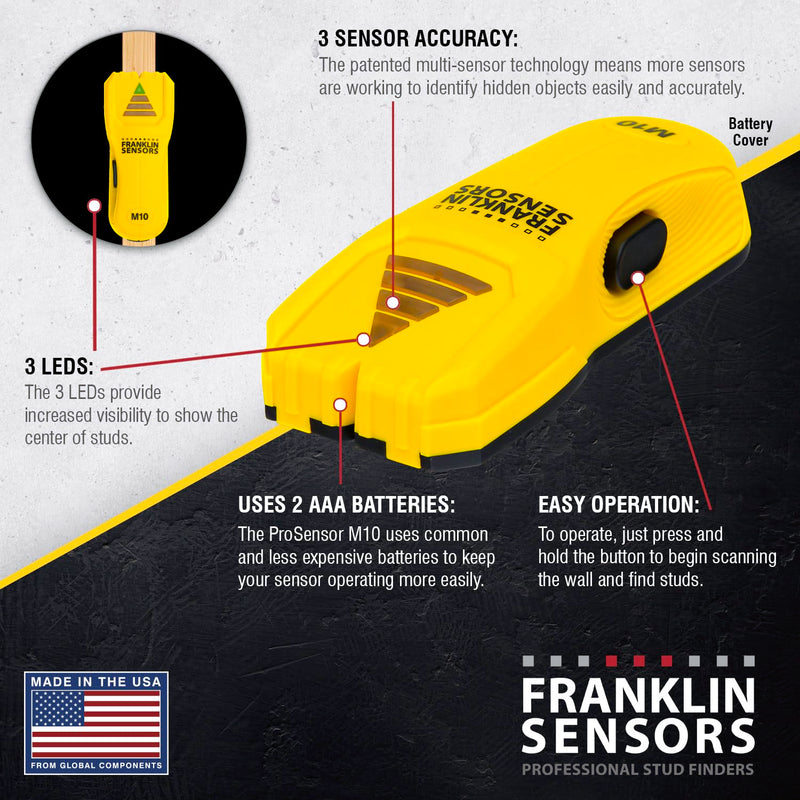 ProSensor M10 Center Stud Finder/Wood and Metal Stud Detector/Wall Scanner for Drywall