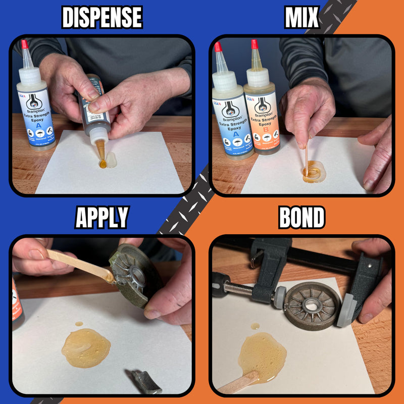 Brampton Extra Strength Epoxy - Epoxy Glue Kit for Metal, Wood, Tile, Most Plastics & More - 20 Minute Work Life - Strong, Durable, Waterproof, Sandable, and Paintable Epoxy Resin (4 oz Kit) 4 FL OZ KIT