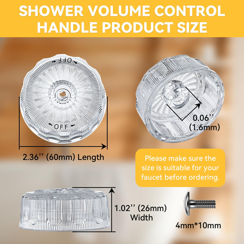 Dreyoo 1 Set Compatible with MXT11 Temperature and Volume Handles Compatible with Mixet Tub and Shower Knob Replacement Shower Volume Control Handle Bathtub Temperature Control (Clear Acrylic) Clear Acrylic