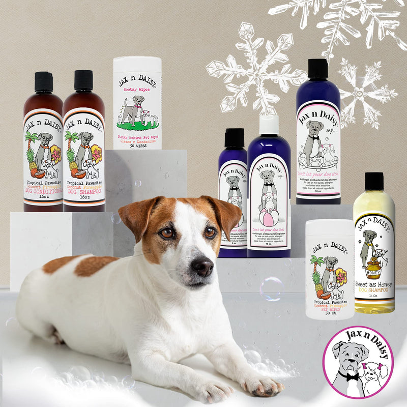 Jax n Daisy Dog Shampoo - Gentle and Effective Allergy and Sensitive Skin Shampoo for Dogs - Eliminates Odors, Fleas, and Soothes Itchy Skin - Perfect for Puppies Itch Relief Shampoo 16oz - PawsPlanet Australia